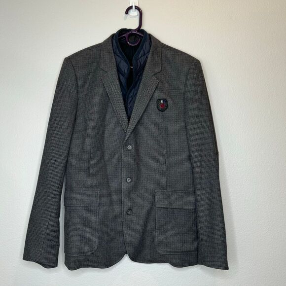 THE KOOPLES SPORT Sport Coat with Zip Out Waistcoat EU52 (US42) Small Plaid Navy - Picture 1 of 13
